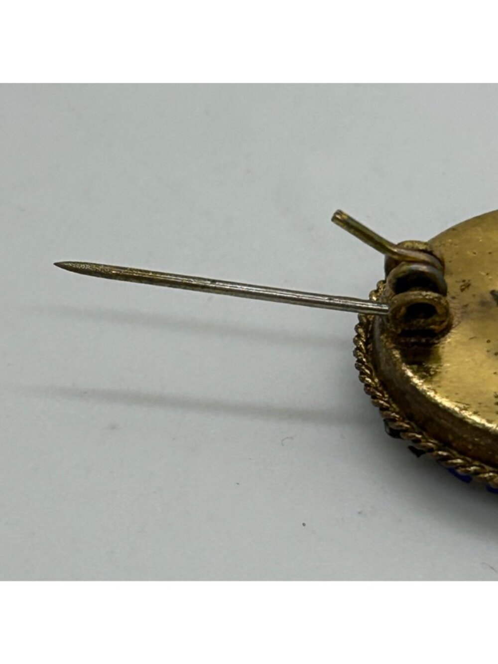 Vintage Micro Mosaic Oval Brooch Floral Gold-Tone C-Clasp Made in Italy - Picture 12 of 16